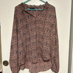 Tamara H Floral Paisley Blouse Office Women’s Sz Large L Brown Purple Fall